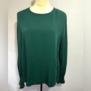 H&M, emerald green long sleeve blouse, US 10